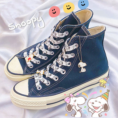 Snoopy Thick Flat Shoelaces – Non-Elastic Athletic & Casual Sneaker Accessories