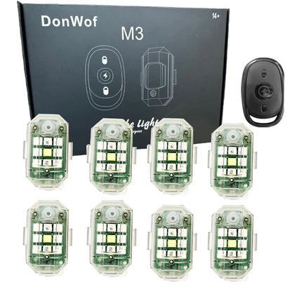 Donwof M3 Car and Motorcycle Strobe Light - Waterproof Wireless LED Flash Anti-Collision Warning Lamp with Remote Control for Cars and Bikes