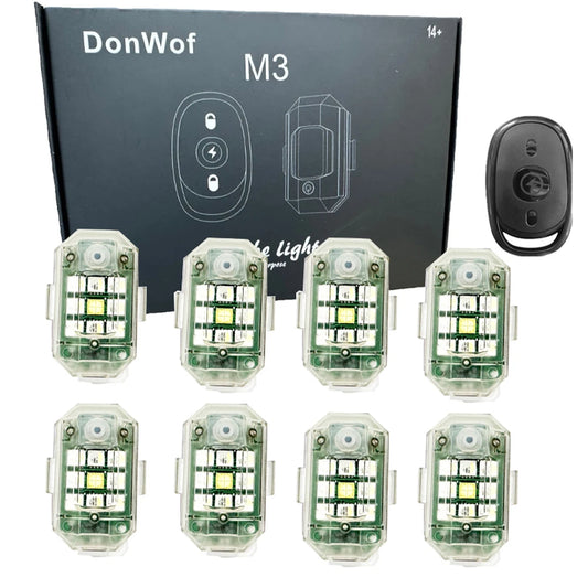 Donwof M3 Car & Motorcycle Strobe Light – Waterproof LED Anti-Collision Warning with Remote