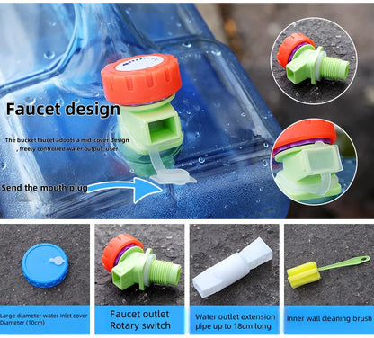 10/15L Food-Grade Water Storage Tank — Durable Car & Camping Container with Faucet and Cover