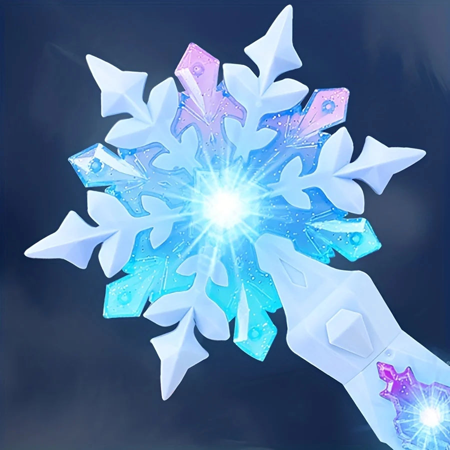 Princess Snow Wand Toy - Snowflake Light & Sound Wand for Kids, Glowing Fairy Cosplay Toy for Girls, Christmas & Halloween