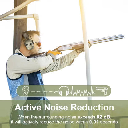 Earmuffs Active Noise-Reduction Headphones — Electronic Hearing Protection for Shooting & Hunting with Carry Case