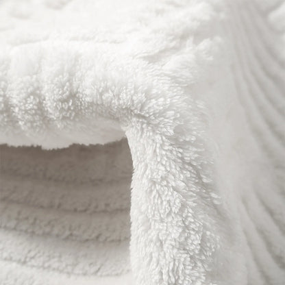 Thickened Absorbent Striped Floor Mat - Solid Color Non-Slip Cotton Velvet Bathroom & Bedroom Carpet