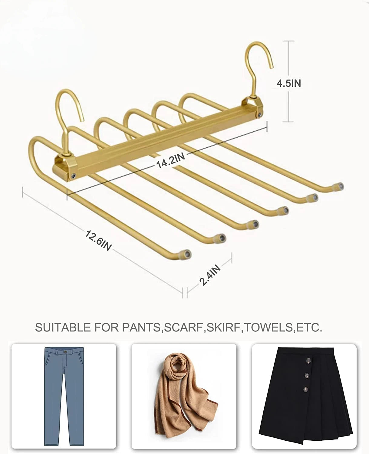 6-Layer Aluminum Pants Hanger – Space-Saving Heavy-Duty Organizer for Jeans, Skirts & Trousers
