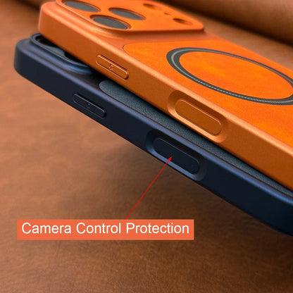 Luxury Matte Leather Magnetic Phone Case - MagSafe Wireless Charging Cover for iPhone 13, 14, 15, 16 & 17 Pro Max Series