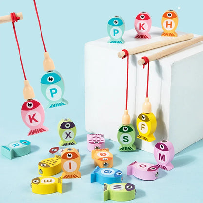 Wooden Fishing Game for Kids - Educational Alphabet & Number Learning Toy, Interactive Early Learning Gift