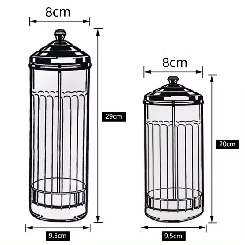 Beauty Hair Sponge Stainless Steel Glass Disinfection Jar — Filtered Sterilization Container for Salon Tools