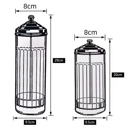 Beauty Hair Sponge Stainless Steel Glass Disinfection Jar — Filtered Sterilization Container for Salon Tools