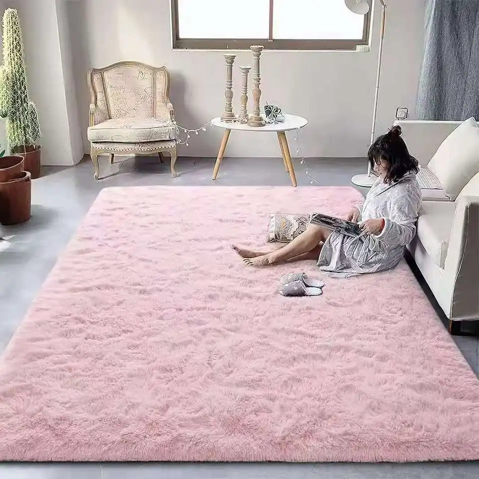 VIKAMA Tie-Dyed Fluffy Rug – Soft Plush Carpet for Living Room, Bedroom, Kids’ Playroom & Bedside