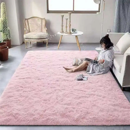 VIKAMA Tie-Dyed Fluffy Rug – Soft Plush Carpet for Living Room, Bedroom, Kids’ Playroom & Bedside