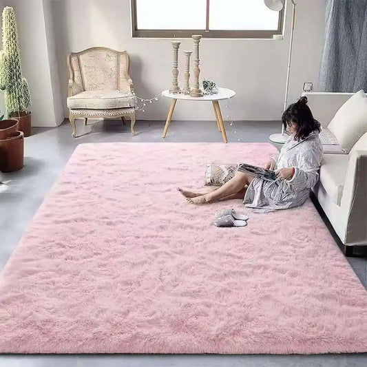 VIKAMA Tie-Dyed Fluffy Rug – Soft Plush Carpet for Living Room, Bedroom, Kids’ Playroom & Bedside