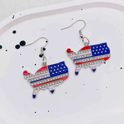 USA Flag Hat Wing Charms Earrings - Patriotic 4th of July Rainbow Flag Dangle Jewelry for Women & Girls