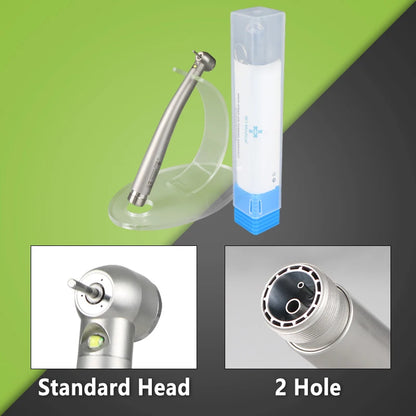 Dental LED High-Speed Handpiece — E-Generator Air Turbine with Push Button, Triple Water Spray & Dentist Tips Model B2 M4