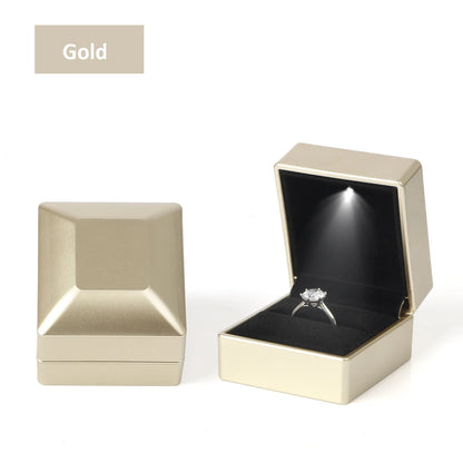 LED Light Ring Box – Red Wine Jewelry Gift Box for Proposal, Engagement & Wedding | Valentine's Day Anniversary