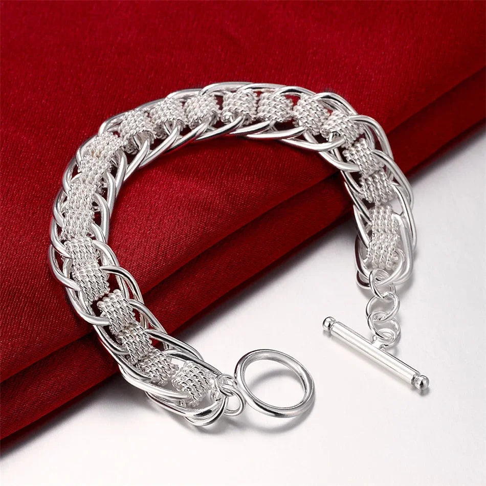 Fine 925 Sterling Silver Chain Bracelet – Solid Charm Jewelry for Women & Men, Party, Wedding & Fashion Gift