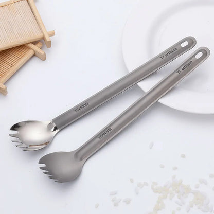 Tiartisan Titanium Long Handle Spork - Ultralight Portable Camping Cutlery for Outdoor Dining