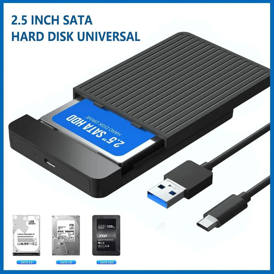 2.5" SATA to USB 3.1/3.0 HDD/SSD Enclosure Case – 6Gbps External Hard Drive Adapter with USB-C Support for Fast Data Transfer