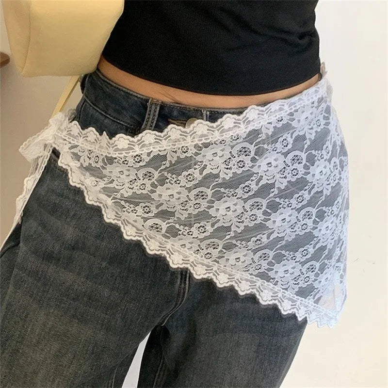 Y2K Lace Mini Skirt -  High Waist Ruffled Pleated Layered Streetwear