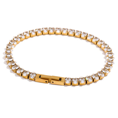 Luxury CZ Tennis Necklace & Bracelet Jewelry Set – Waterproof Stainless Steel Cubic Zirconia Choker for Women