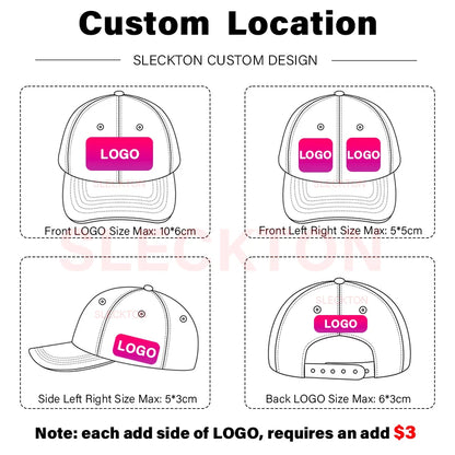 Custom Embroidered Baseball Cap - DIY Logo Mesh Hat for Men & Women, Adjustable Cotton Unisex Cap