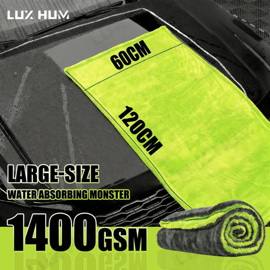 1400GSM Heavy Duty Microfiber Car Drying Towel 60x120cm – Oversized Super Absorbent Double-Sided Ultra Soft Scratch-Free Cleaning Cloth