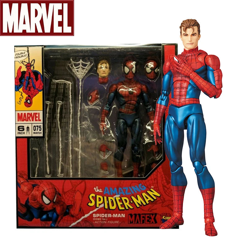 Disney Mafex 075 Spiderman Action Figure – 16cm High-Quality Spider-Man Model with Accessories, Collectible Toy Gift