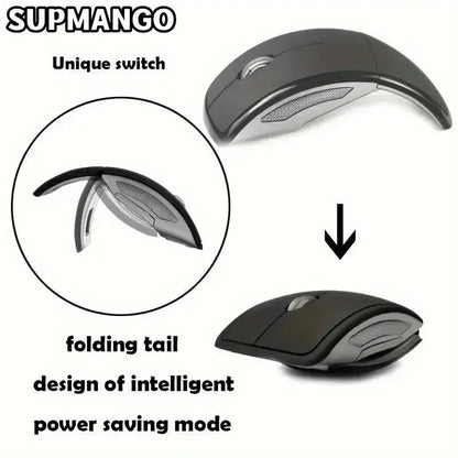 2.4G Wireless Foldable Mouse - Portable Mini Ergonomic USB Mouse for Laptop, PC, and Desktop