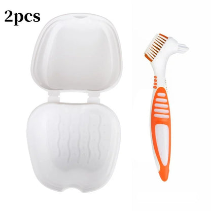 Dental Retainer Storage Case - 2-Piece Orthodontic Mouth Guard and Denture Organizer Box for Oral Care Accessories