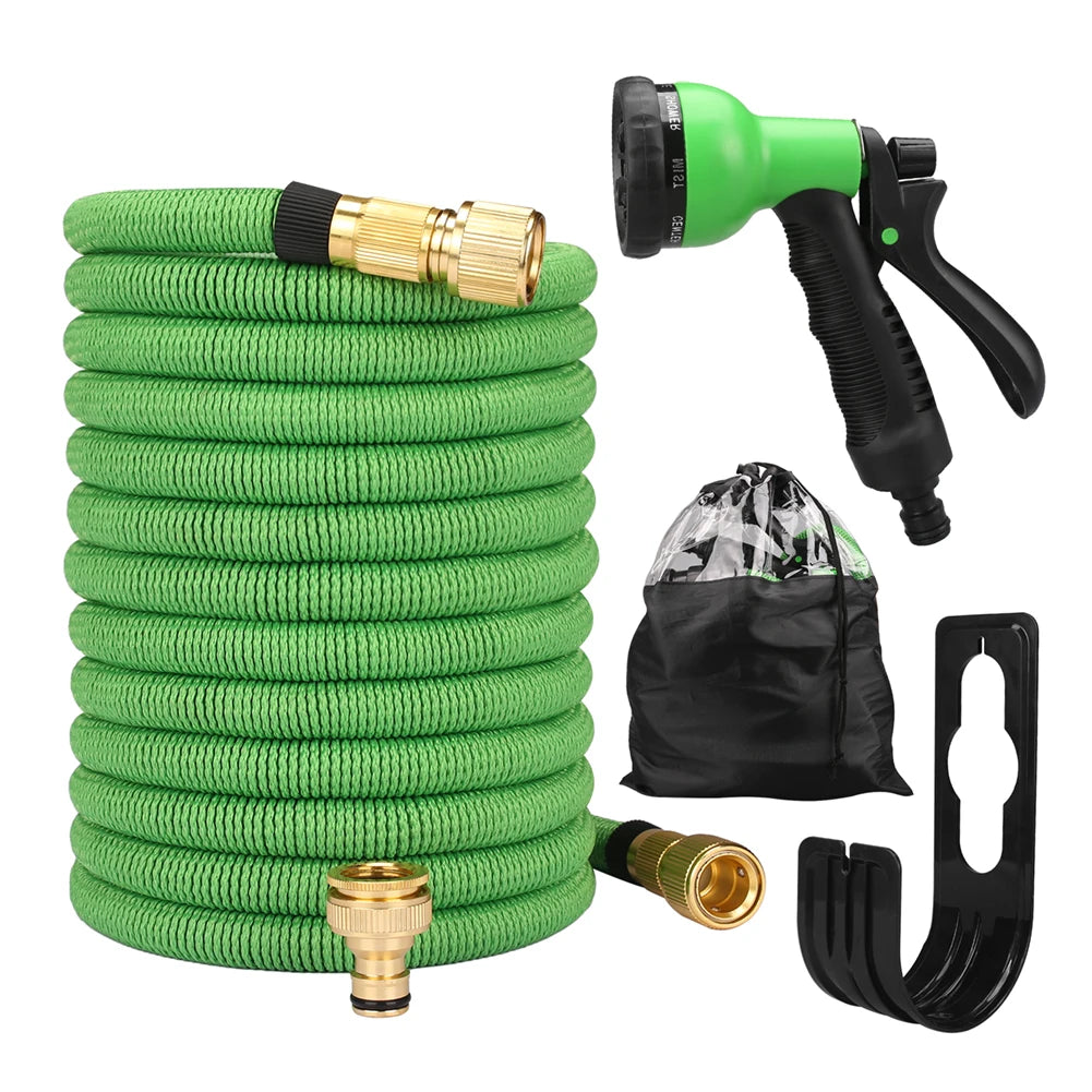 Expandable High-Pressure Garden Water Hose with Double Metal Connector – PVC Magic Hose for Irrigation, Farm & Car Wash Use