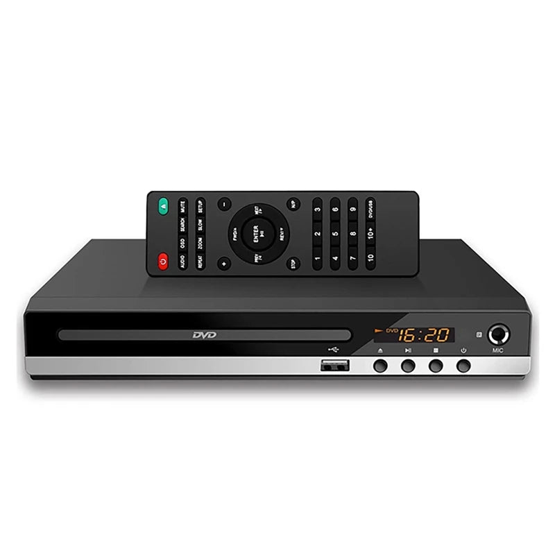 1080P HD DVD Player – All Region Free Home DVD Player with AV Output & Built-in MIC Port