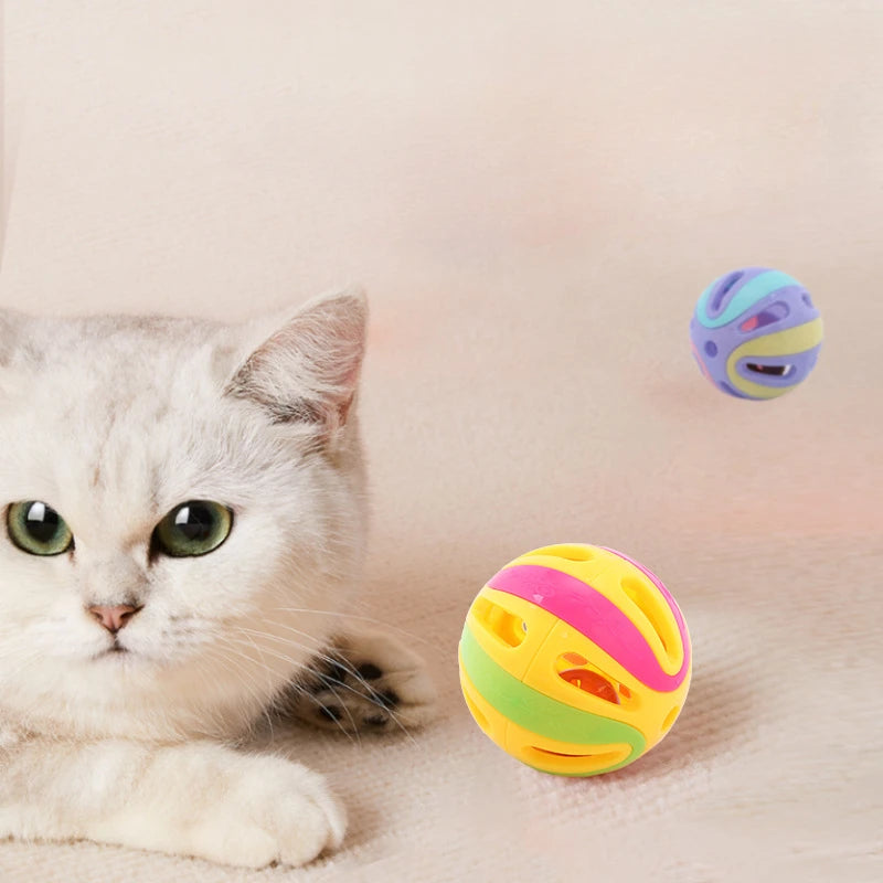 Colorful Bell Ball Cat Toys – Interactive Plastic Sound Play Balls for Kittens, Chase & Exercise Pet Supplies