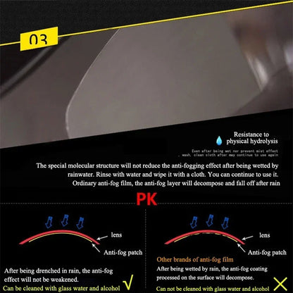 Motorcycle Helmet Mirror Rainproof Film – Anti-Fog Sticker for High Definition Visibility, Universal Motorcycle Accessories