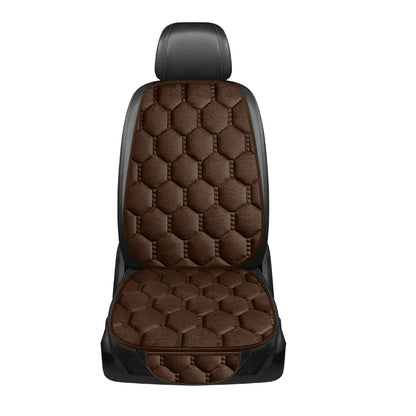Winter Plush Car Seat Cushion Set - Warm Anti-Slip Grid Seat and Backrest Covers, 3-Piece Set for Cold Weather Comfort