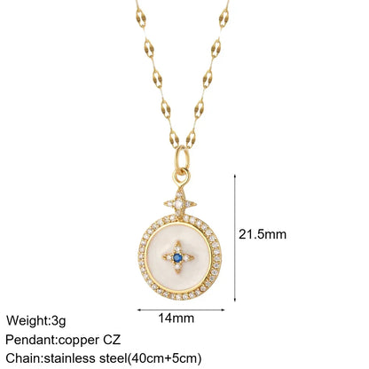 Heart Evil Blue Eye Sun Necklace – Cute Dog, Bee & Elephant Gold Pendant with Long Stainless Steel Chain for Women