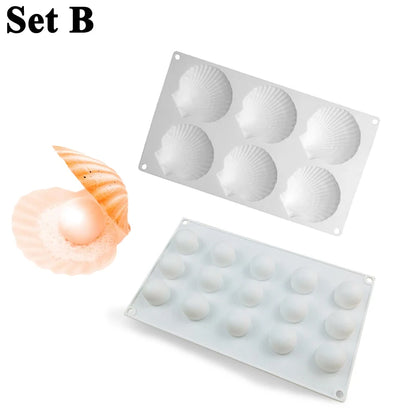 Meibum Marine Theme Silicone Cake Molds – Shell & Pearl Design, Food-Grade Baking & Cake Decorating Tools