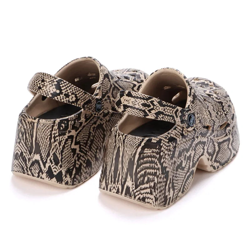 2023 Women's Leopard Clogs - Closed Toe Chunky Platform Sandals | Super High Wedge Heel Slippers for Summer