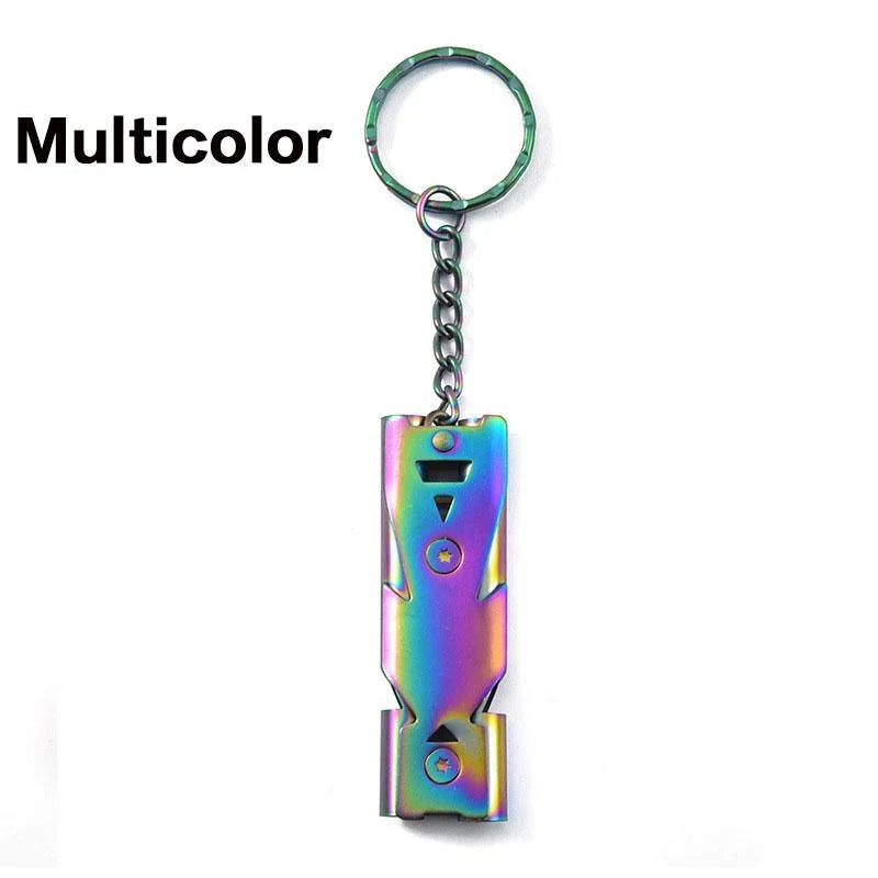 Outdoor EDC Survival Whistle – High Decibel Double Pipe Stainless Steel Keychain
