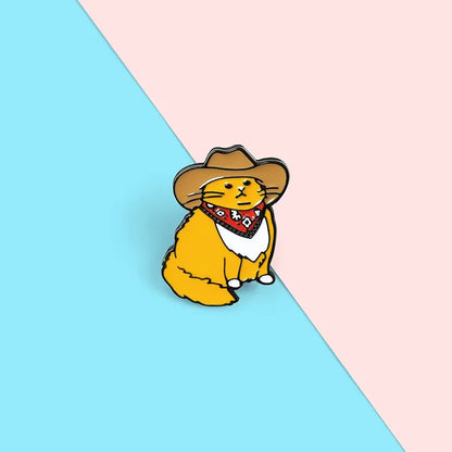 Cartoon Fat Cat with Hat Brooch – Enamel Pin for Backpack, Hat, Shirt & Lapel, Perfect Gift for Friends