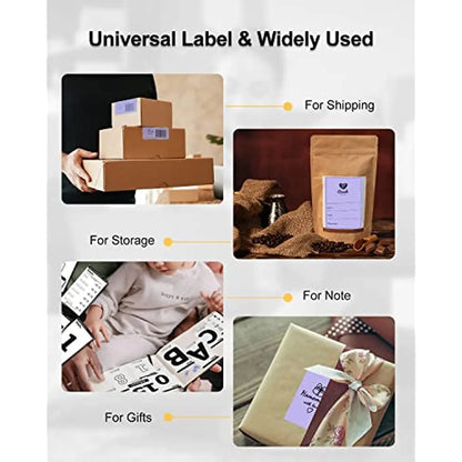 Phomemo 4x6 Thermal Shipping Labels – 500PCS Purple Fanfold Direct Thermal Labels, BPA-Free for Mailing Printer