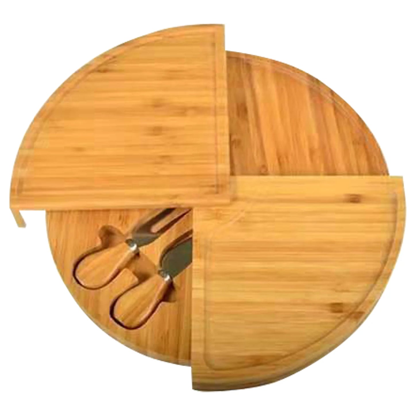 Bamboo Cheese Board with Knife Set – 37cm Rotating Serving Plate, Perfect for Gifts & Appetizers