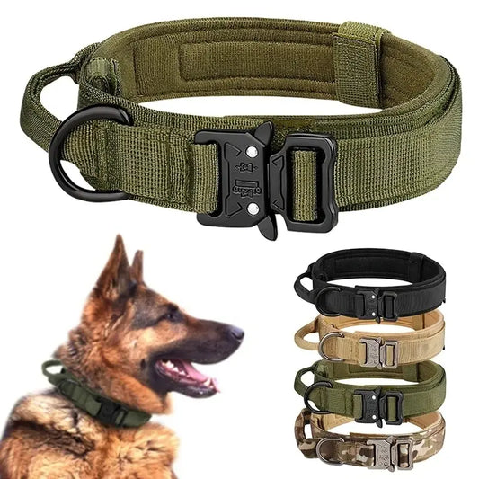 Outdoor Tactical Nylon Dog Collar with Metal Buckle – Breathable Training Collar for Medium & Large Dogs