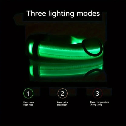 Reflective LED Dog Collar – Night Safety, Durable Geometric Pattern, Battery-Powered for Small/Medium Breeds