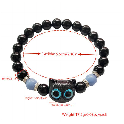 Luminous Cat Matching Bracelets for Couples | Glow-in-the-Dark Black & White Friendship Bangles | Cute Gift for Him & Her