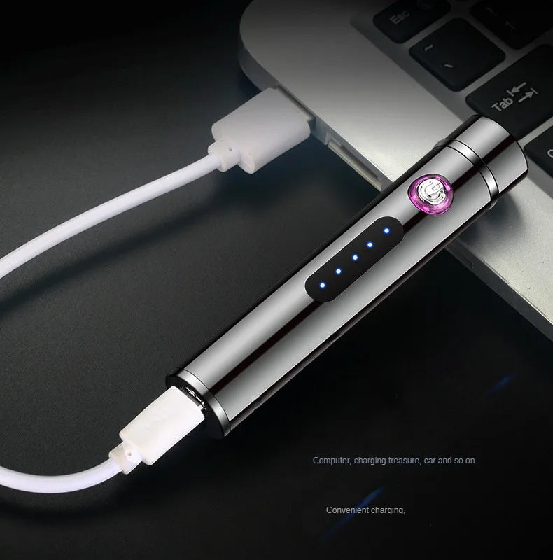 USB Rechargeable Cylindrical Dual Arc Plasma Lighter – Portable Metal Cigarette Lighter