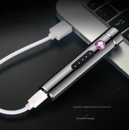 USB Rechargeable Cylindrical Dual Arc Plasma Lighter – Portable Metal Cigarette Lighter