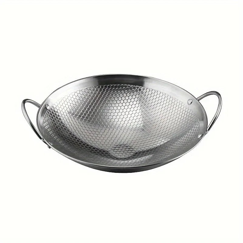 29cm Stainless Steel Honeycomb Skillet – Non-Stick, Scratch-Resistant Pan with Handle for Pasta & Steak