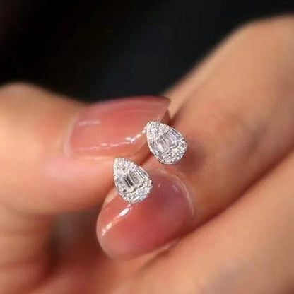 Silver Geometric Square Stud Earrings - Fashion Daily Wear Earrings for Women