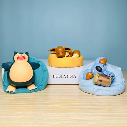 6Pcs Pokémon Sleep Pose Blind Box Figures – Pikachu Kawaii Desk & Car Ornament Anime Collectible Toy Set