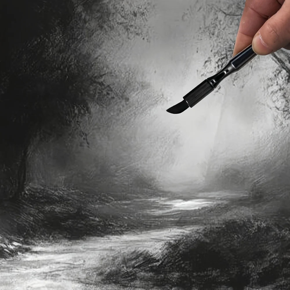 Black Rendering Brush for Watercolor, Charcoal & Pastel – Durable Art Brush for Embossing & DIY Scrapbooking