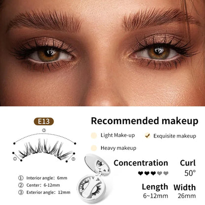 Brown Magnetic False Eyelashes – Natural, Lightweight Eye Makeup Set with Applicator & Carry Box